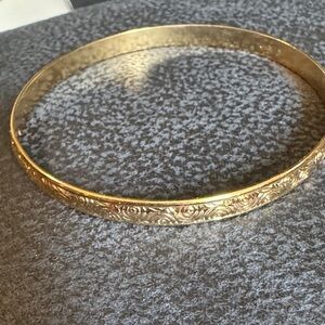 Napier Gold Floral Engraved Bangle Bracelet
